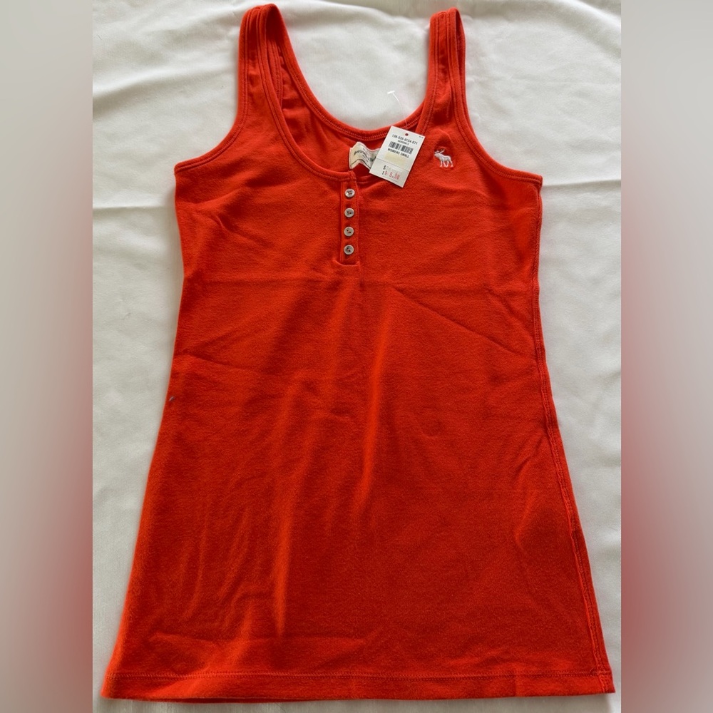 NWT Abercrombie & Fitch Women’s Bright Orange Tank Top Cotton Stretch Sz Small